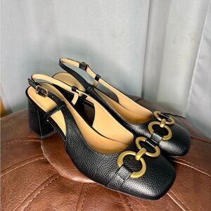 Sling Back Square Toe Heel